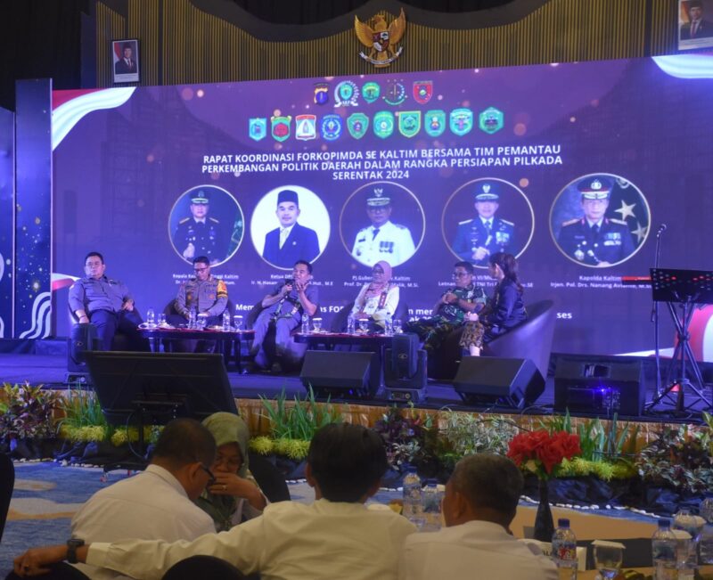 Ketua Dewan Perwakilan Rakyat Daerah (DPRD) Kalimantan Timur (Kaltim) Hasanuddin Mas’ud saat menjadi narasumber pada rapat koordinasi Forkopimda se-Kaltim